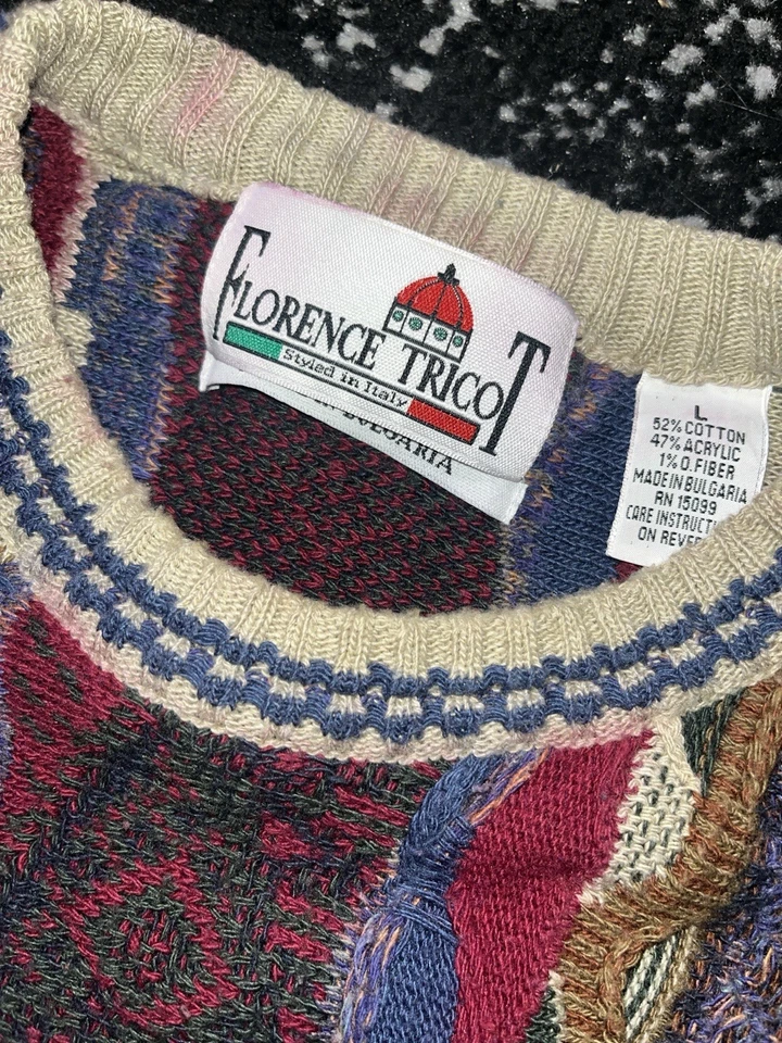 Vintage Florince Tricot 90's coogi style knit sweater size L - Image 2 of 2