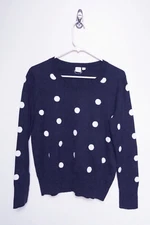NWOT Gap Navy Blue Milk Polka Dot Sweater Size L