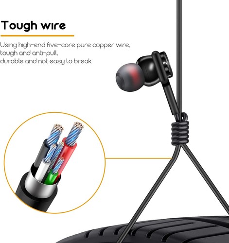 Wired Earphones in Ear Headphones Earbuds for iPhone 13 12/12 1 pack-black - Picture 2 of 7