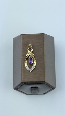 Amethyst 9ct Gold Pendant , Vintage And Hallmarked , Natural Amethyst