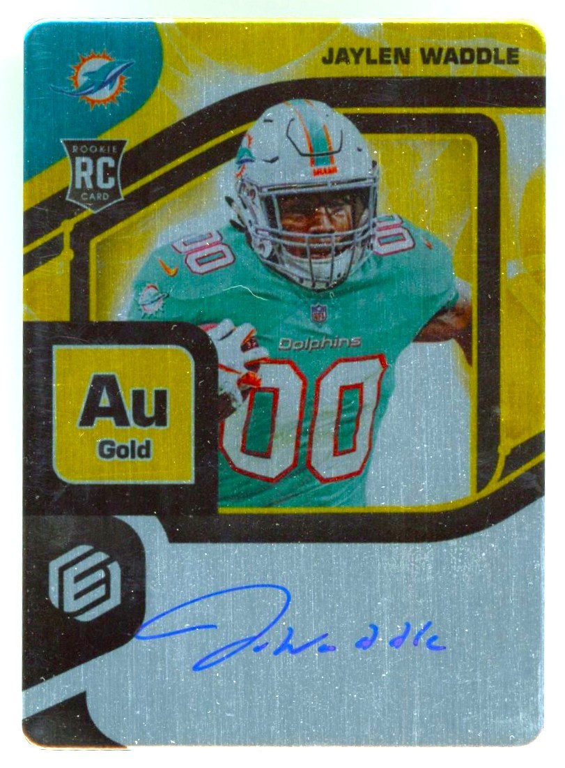 2021 Panini Elements Au Gold Jaylen Waddle Rookie RC Auto 55/79 On Card Metallic