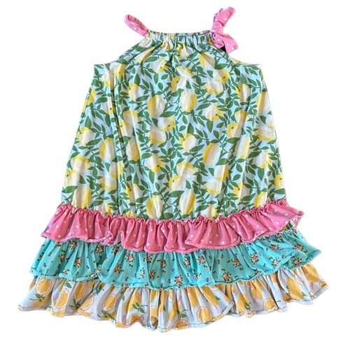Matilda Jane Dress Girls Sz 10 Brilliant Daydream Freshly Squeezed Lemon Floral - Picture 2 of 10