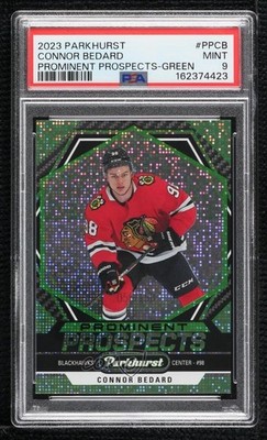 2023 Parkhurst Green Achievement 56/150 Connor Bedard PSA 9 MINT Rookie RC 0z5n