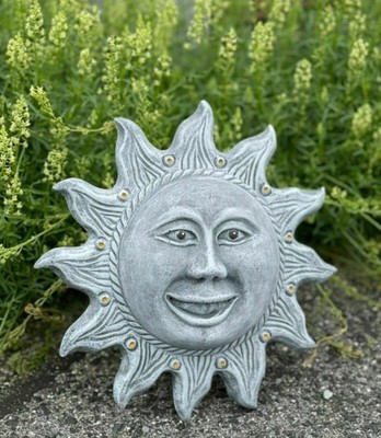 Frostfestes Wandrelief Sonne il sole 30 cm Gartenfigur Steinguss Steinfigur