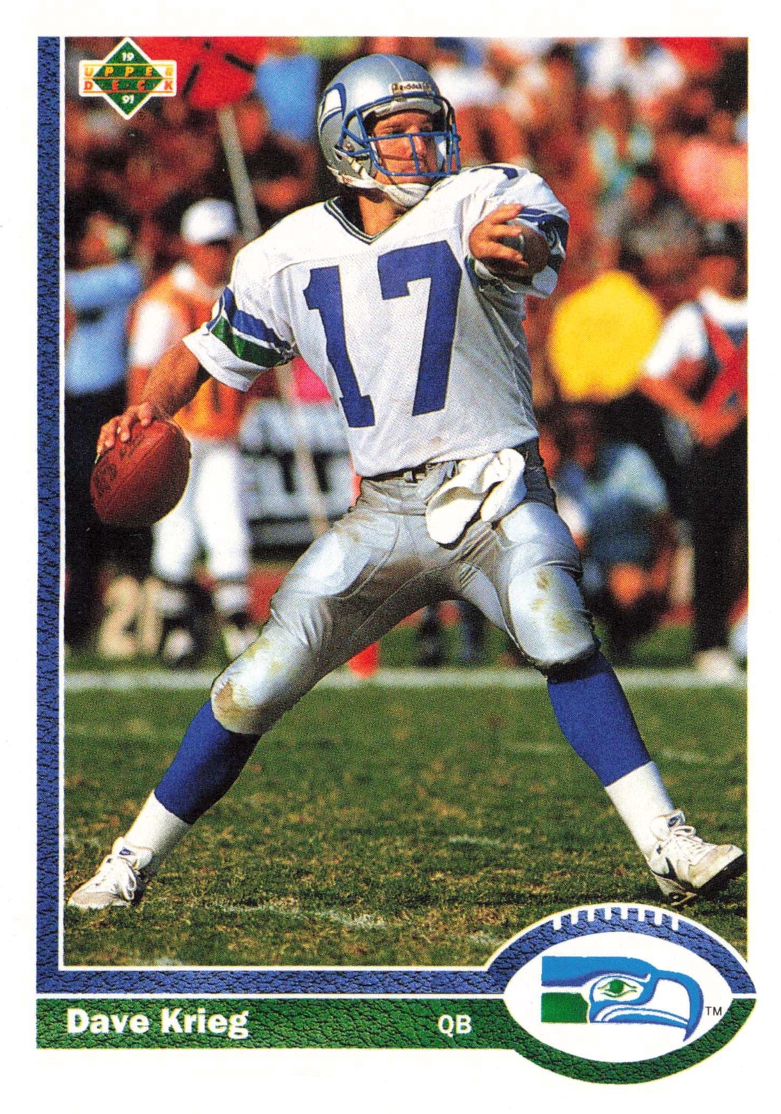 Dave Krieg #170 1991 Upper Deck Seattle Seahawks Near Mint or Better