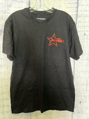 Pythia Jack Lyon Shirt MENS Medium Barbed Wire Star Spellout Short Sleeve Black