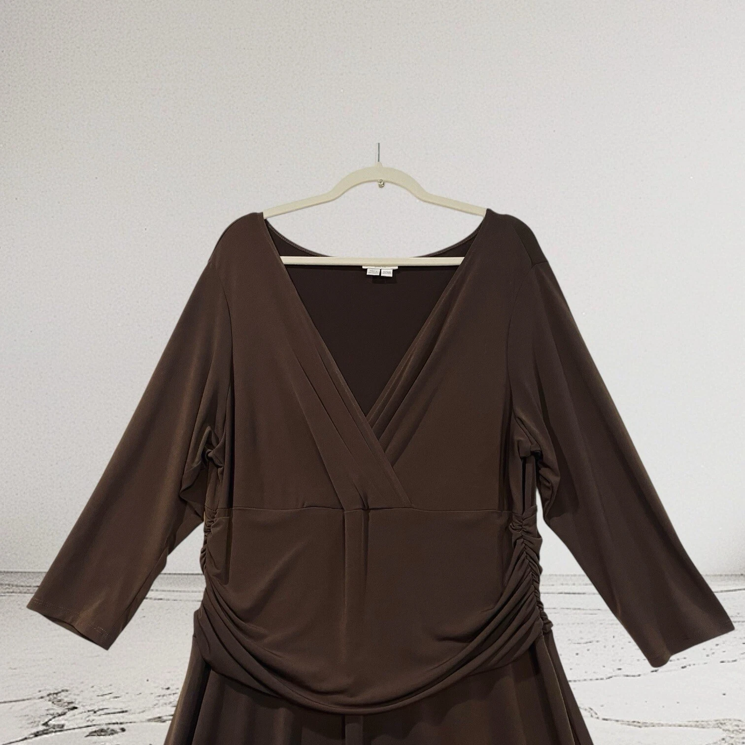 VETEMENTS London Times Abito Donna Taglia 20W Midi Finto Avvolgente Maglia Ruche Elasticizzato