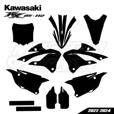 Graphics template KAWASAKI KX85-112  2022-2024 vector AI. PDF. EPS ( escala 1:1)