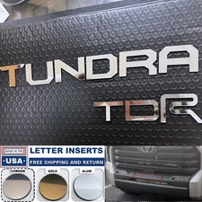 SET OF 2: 2022-24 CHROME Front Emblem TUNDRA + TRD  GRILL Letters Inserts Badges