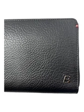 Bally Balen 6218473 Travel Wallet Black Calf Grained Leather MSRP $720