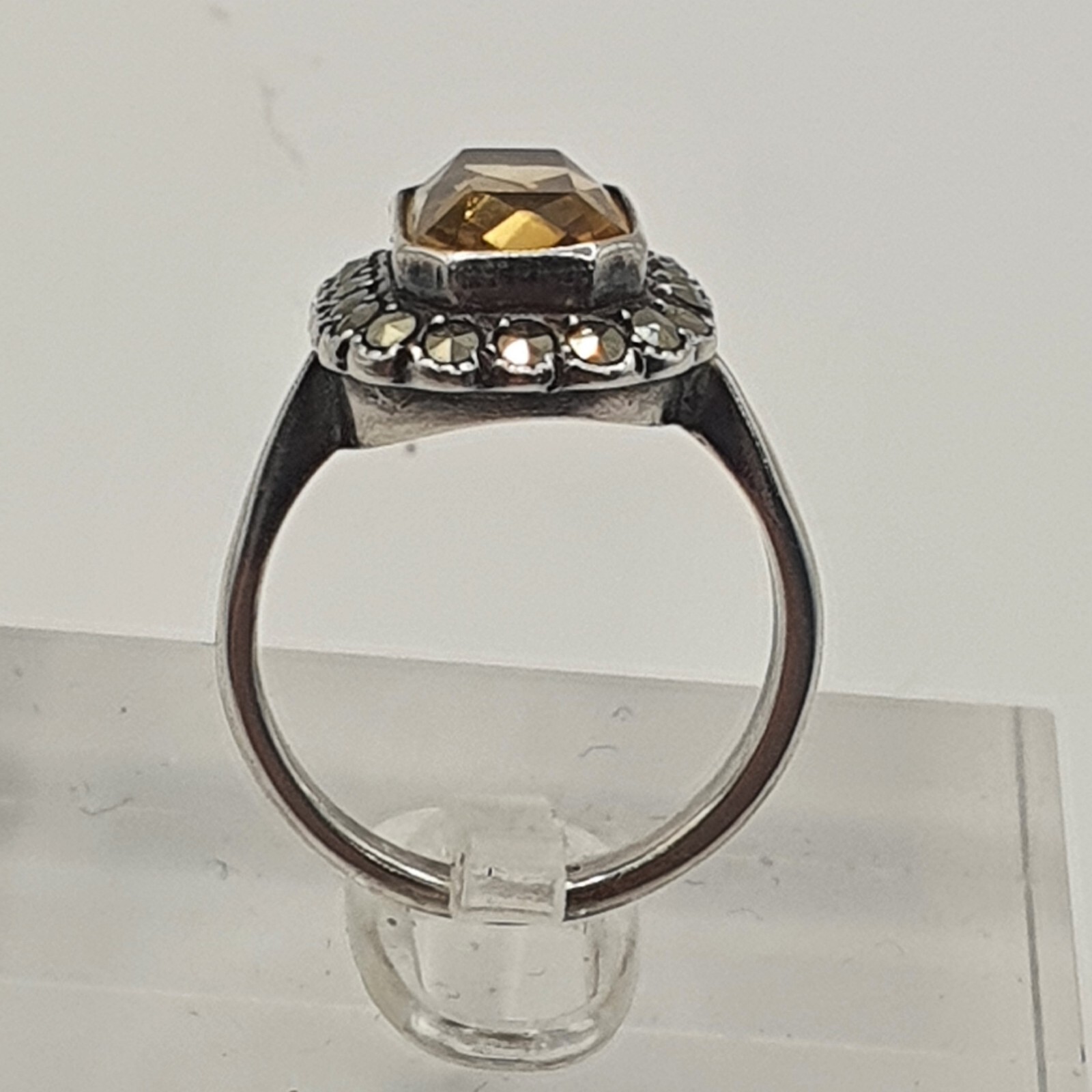 Photo 3 of Vintage Sterling Silver Citrine Ring Size L1/2 Art Deco Style (R14)