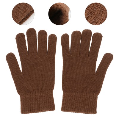 1 Pair Knitted Full Finger Gloves Thicken Outdoor Gloves Winter Warm Gloves