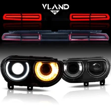 VLAND LED Headlights+Taillights For 2008-2014 Dodge Challenger W/Sequential Turn