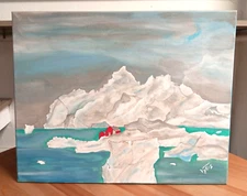 Antartica Freeze Original Acrylic Painting Canvas Signed Vytas Paberzis 16x20 in