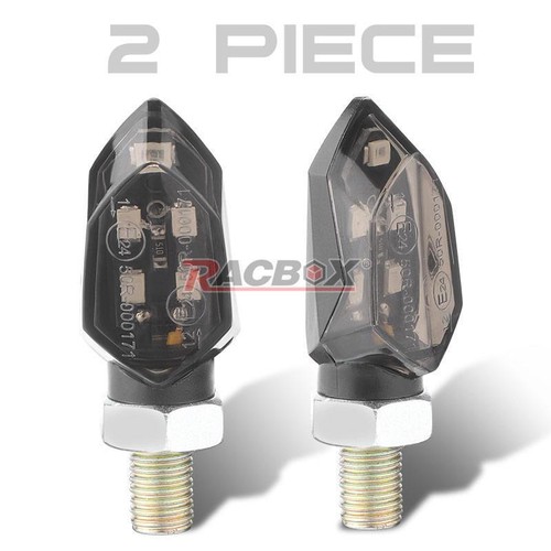 2X Smoke Mini LED Motorcycle Turn Signal Indicator Blinker Light Amber Universal - Foto 2 di 10