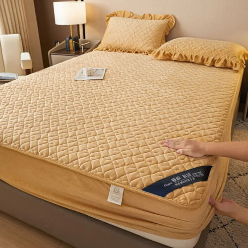 Crystal Fleece Bed Padded Fitted Sheet Fleece Sheet All-Inclusive Mattress Cover - Picture 22 of 25