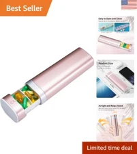 Ergonomic Pink Pill Dispenser with Clear Day Labels - Portable Travel Solution