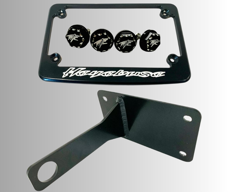 BLACK CONTRAST LICENSE PLATE FRAME, BOLTS, & TAG BRACKET 99-07 SUZUKI HAYABUSA