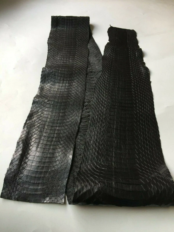 Asia Cobra Snake Skin Snakeskin Leather Hide Craft Supply Back Cut Aniline Black - Image 3 of 3