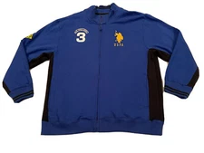 U.S. Polo Assn Men's Track Style Jacket Big Pony USPA 3 Full Zip Blue Fleece XXL