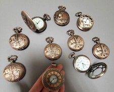 10 sztuk Mix Zegarek kieszonkowy Miedziany średnica 4,5 cm Vintage Antyk 