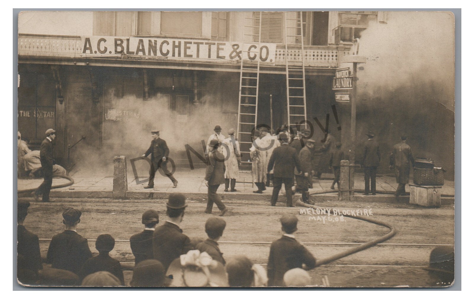 RPPC Firefighting Store on Fire WILLIMANTIC CT Vintage 1924 Real Photo