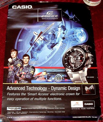 CASIO EDIFICE / RED BULL RACING WATCH POSTER EX..FORMULA 1 VETTEL WEBBER |  eBay