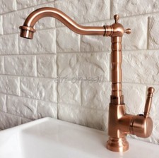 Red Copper Swivel Bathroom Faucet Single Handle Hole Sink Mixer Tap anf399
