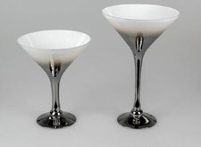 formano Schale auf Fuß 26cm aus weissem Glas mit metallischem Farbverlauf 872708