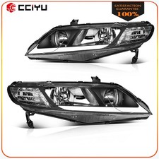 Headlights Assembly Wled Drl For 2006-2011 Honda Civic 1.3l 1.8l Black Housing