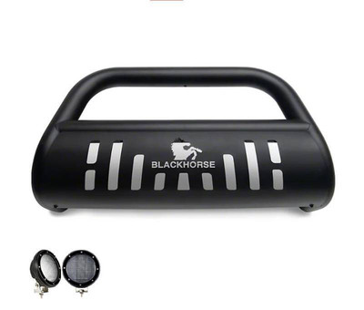 Black Horse Bull Bar Skid Plate Black w/5.3''LED Fits 2003-2017 Lincoln Navigator