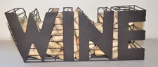 Brown Metal WINE Word Shaped Cork Holder With Corks