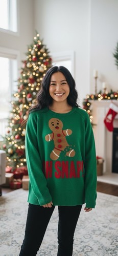 Women's "OH SNAP" Ugly Christmas Sweater Gingerbread Man