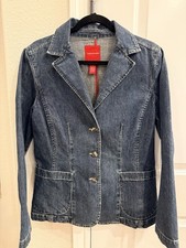Gloria Vanderbilt Jacket Womens Med Blue Denim Blazer Casual Cotton