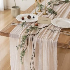Beige Gauze Rustic Cheesecloth Table Runner20 Inch0 FT for 1 Light Beige