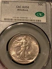 1920  Walking Liberty Half Dollar CAC AU-58 Witterbrick Better Than Pcgs