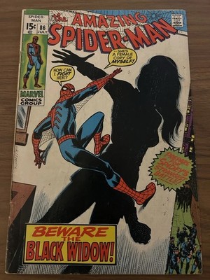Amazing Spider-Man #86 KEY debut skin-tight Black Widow costume 1970 High Grade