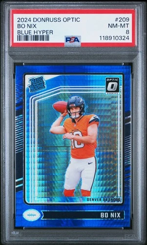 2024 PANINI DONRUSS OPTIC BLUE HYPER #209 BO NIX ROOKIE RC PSA 8