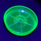 Vtg Federal Glass Green Sunburst Coaster 1930s Uranium Glass 3-1/4"