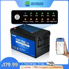 12V 150Ah LiFePO4 Battery Bluetooth with SOC Status Indicators Trolling Motors