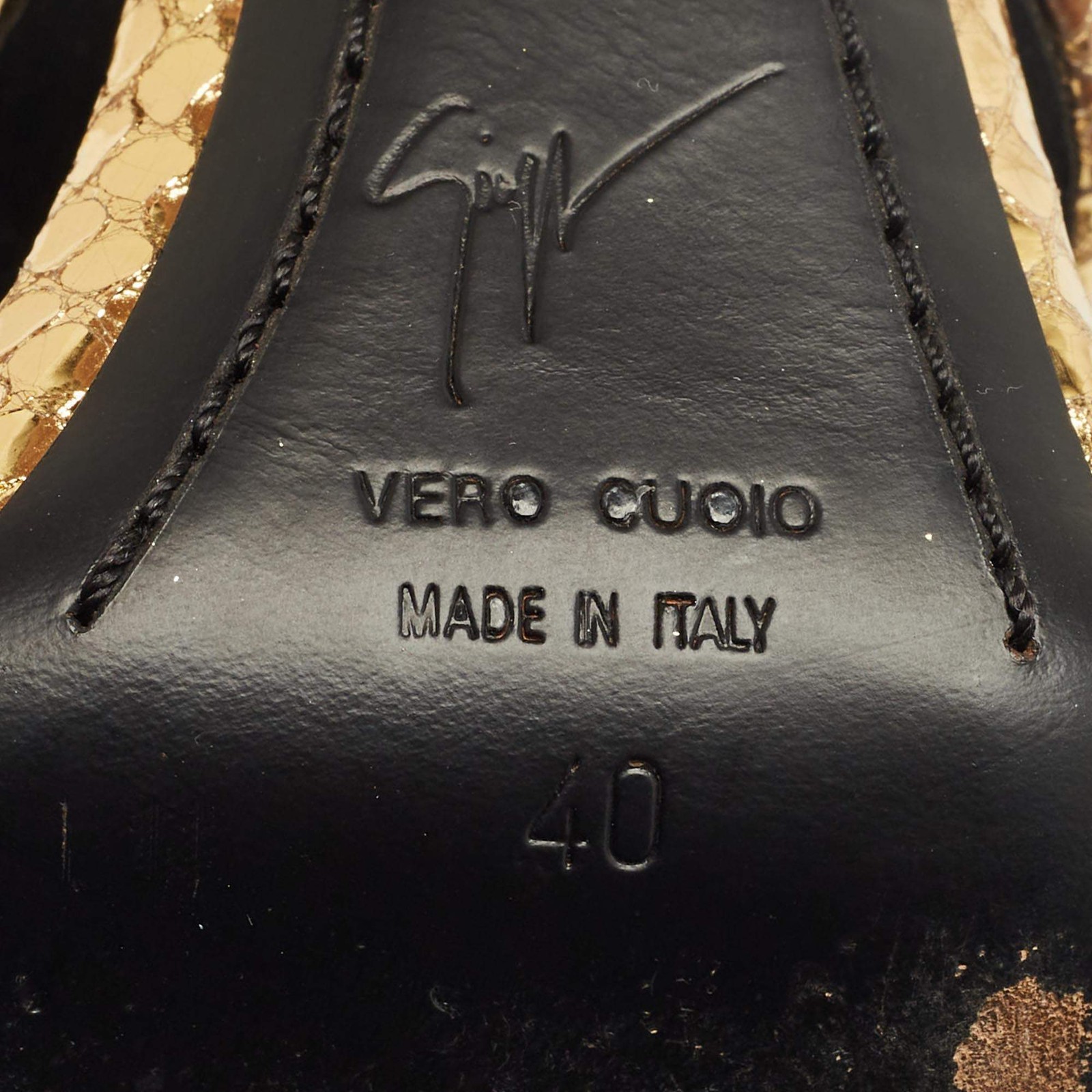 Giuseppe Zanotti Gold Python Embossed Leather And… - image 8