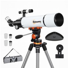Outsunny Telescopio Astronomico con Montatura AZ e 2 Lenti Oculari Bianco Nero