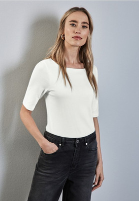 Street One Basic Langarm Shirt Lanea cremeweiß
