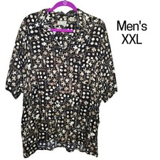 Men's XXL Summer Button-Down Shirt, Rare Vintage Abstract Pattern, Breathable