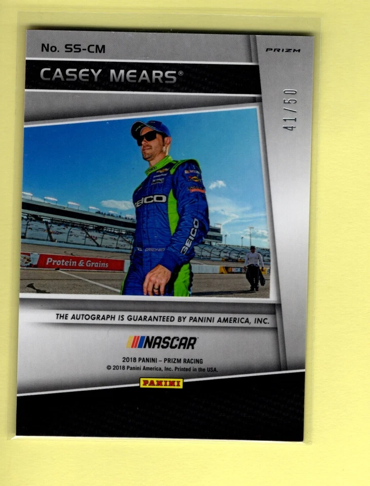 CASEY MEARS 2018 PRIZM SCRIPTED SIGNATURES RED AUTO 41/50 - Image 2 of 2