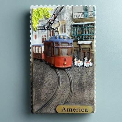 USA San Francisco Tram Tourist Souvenir Resin Refrigerator Fridge Magnet Craft