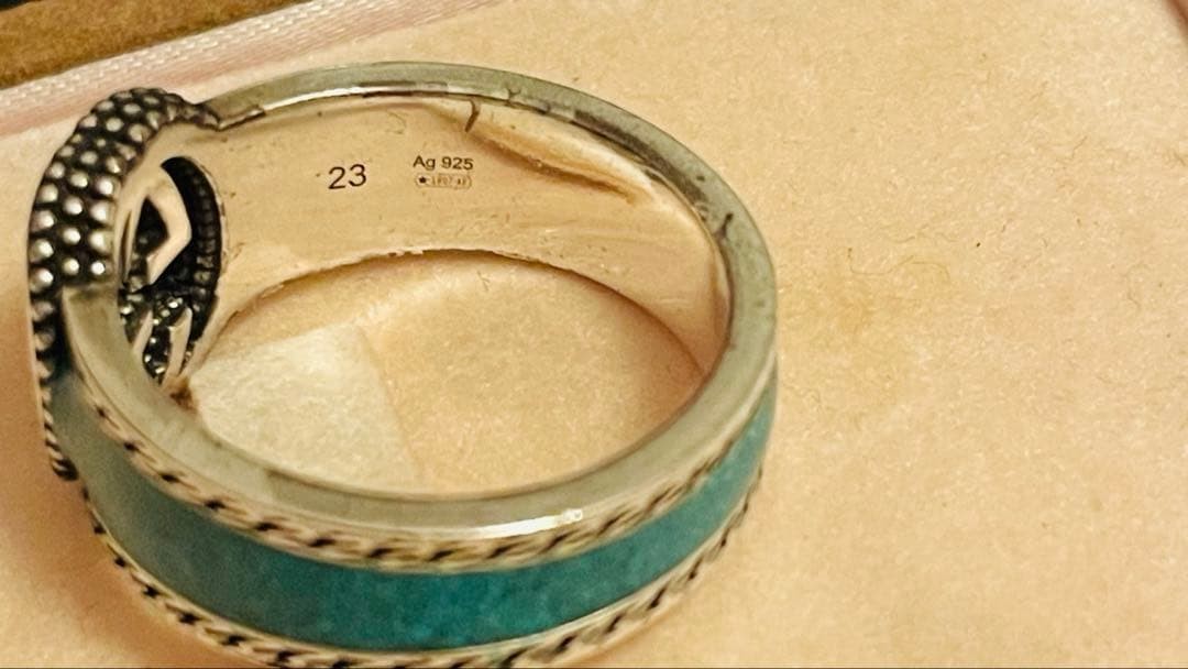 Auth GUCCI Ring Interlocking Double G 925 Turquoi… - image 3