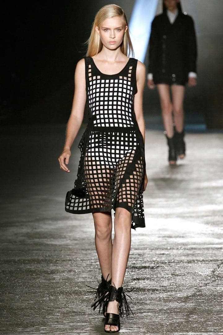 DIESEL BLACK GOLD Black Leather Fringe Chunky Heel Boots Sandals Size 37 Japan thumbnail 17