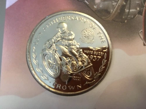 GB STAMPS BENHAM FIRST DAY COVER WITH MINT COIN ISSUE ISLE OF MAN TT