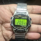 Works VTG Timex Atlantis 100 Indiglo Chrono Mens Digital Watch 40mm 8”-No Alarm